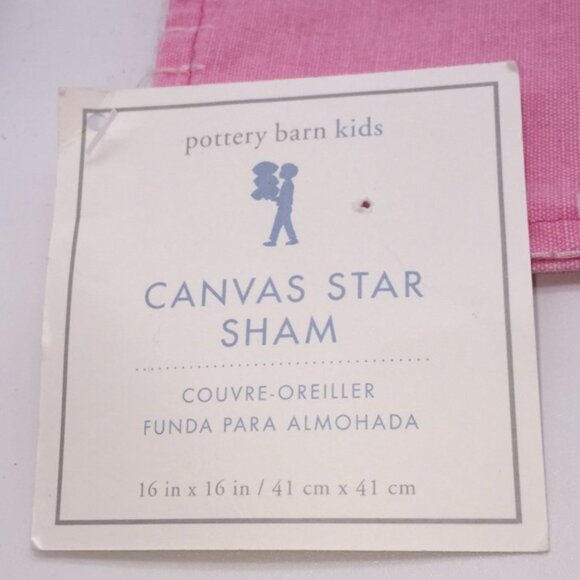 Pottery Barn Kids Canvas Star Pink  White Pillow Sham 16 in x 16 in - Picture 4 of 9